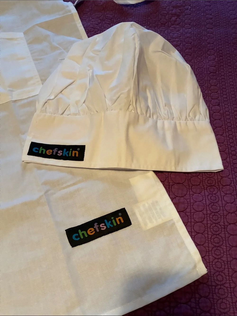 Kids White Chef Apron and Matching Hat by Chefskin NEW